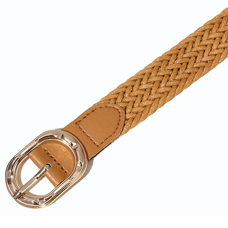 Cinturón trenzado de cuerda de cera para mujer, faja con hebilla dorada de Simple de , accesorios para vestido vaquero Retro gótico, pretina