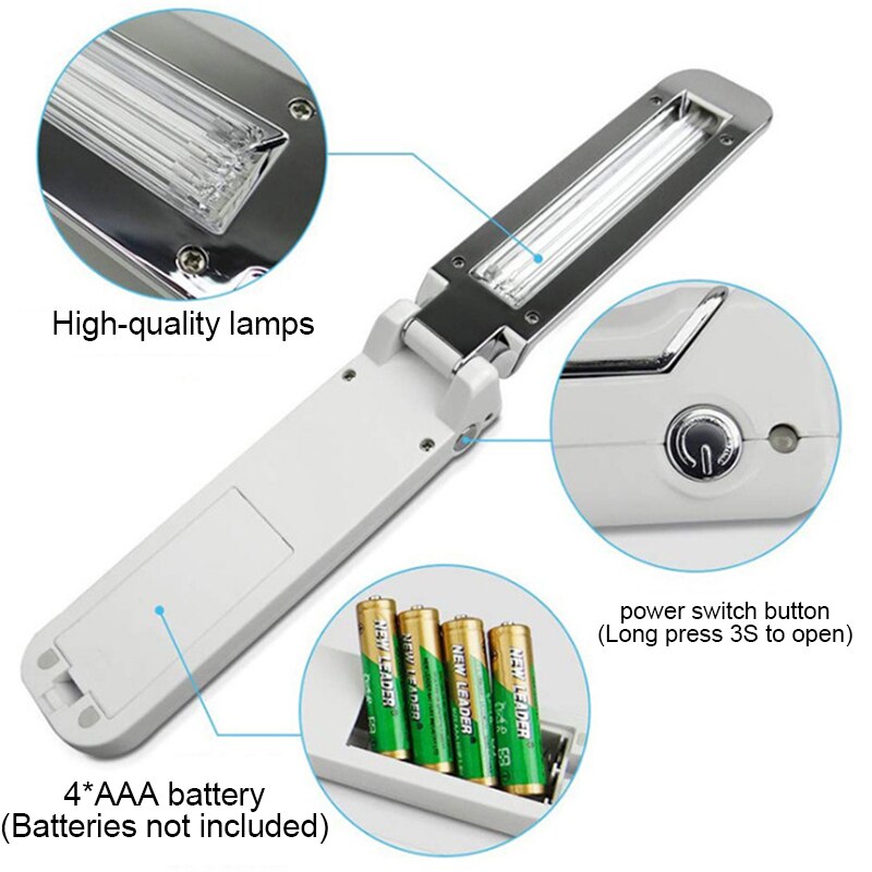 Lámpara de desinfección UV plegable USB 5v lámparas ultravioleta para el hogar luces esterilizadoras de luz germicida UVC