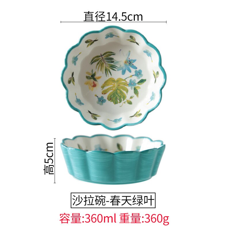 Rode ins salade dessert grensoverschrijdende kom japanse keramische kom fruitschaal magnetron oven huishoudelijk: Groente