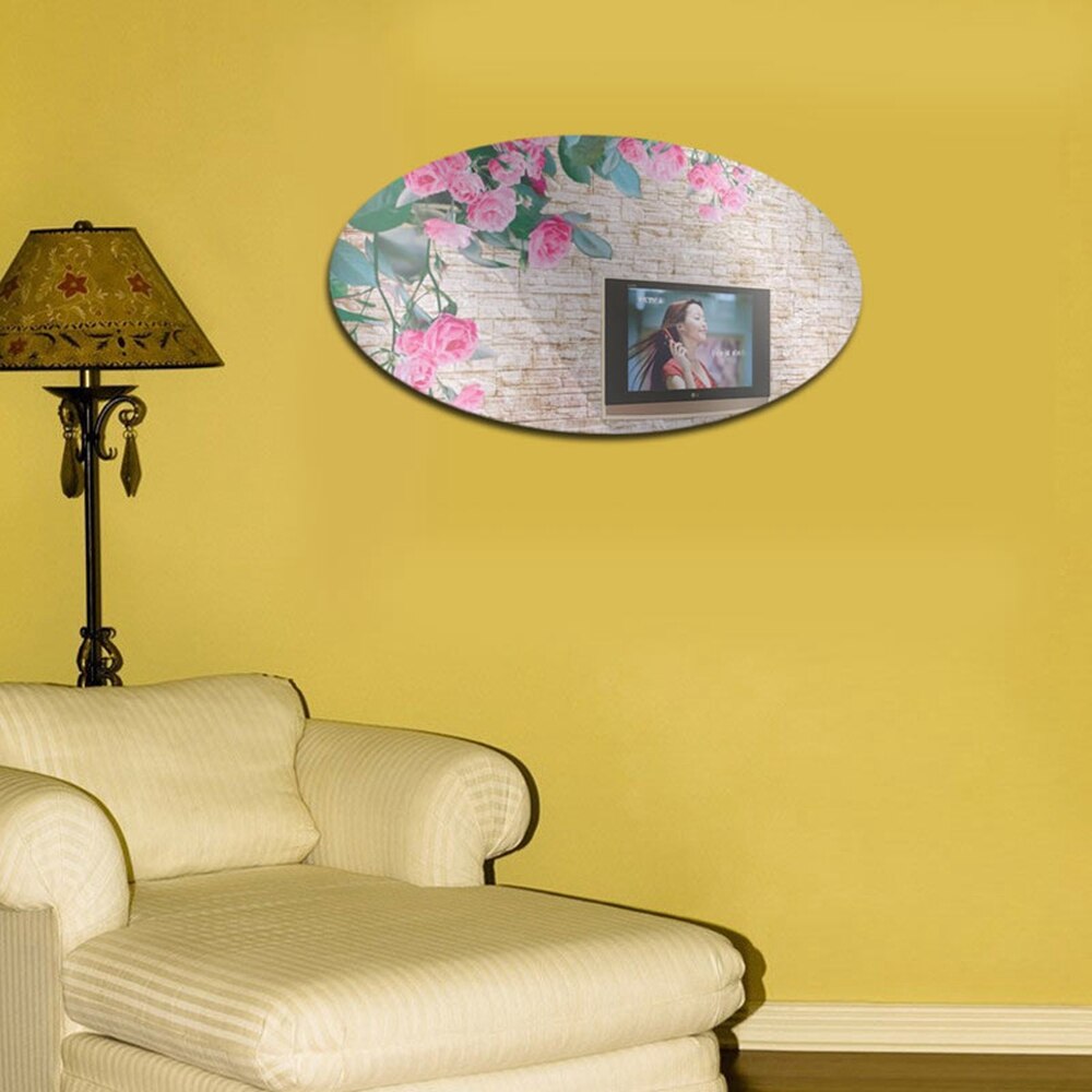 Square Oval Mirror Wall Sticker Kitchen Wall Mirror Tiles Silver Gold Waterproof Bathroom Wall Sticker Home Decore 17X27CM