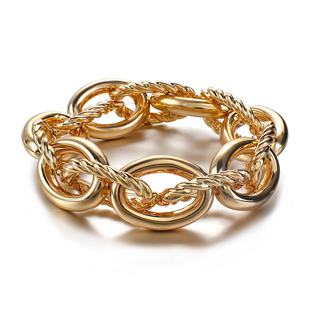 Amorcome guldfarve chunky kæde armbånd enkle boho tunge fest natklub armbånd til kvinder udsagn smykker: Guld