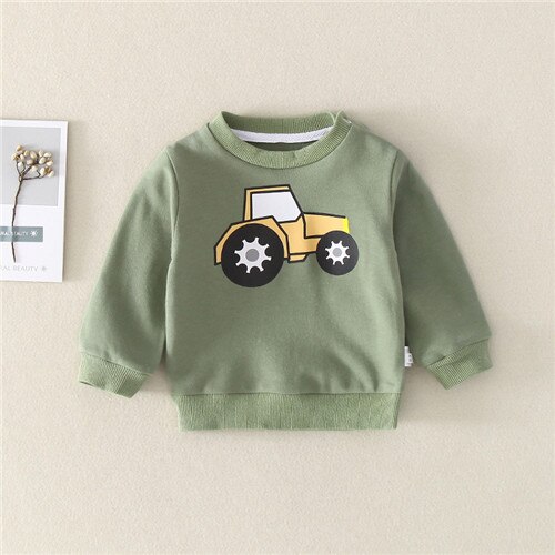 Baby Boy T-shirt Cartoon Katoenen T-shirt Voor Jongen Sport Lange Mouw Top Baby Jongens Kleding Tee 2 Jaar Verjaardag Kleding: Army Green / 3T