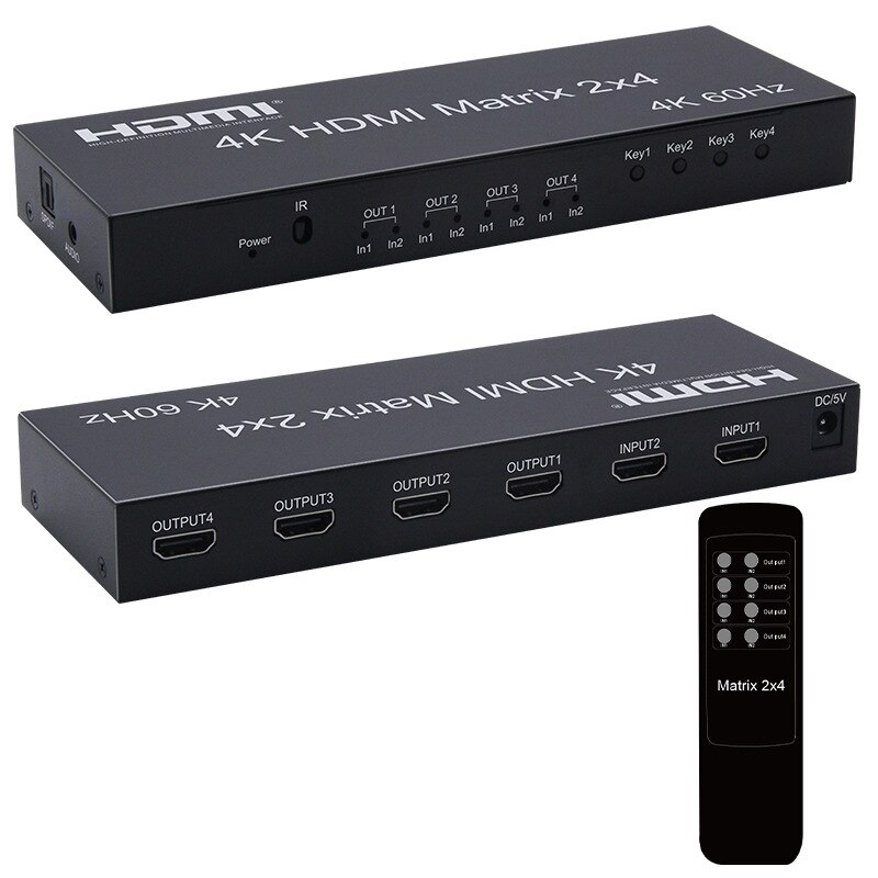 Interruptor Extractor de Audio SPDIF 3D, matriz HDMI 2x4, 4K @ 60Hz, 2 en 4, 4K, HDMI, convertidor de vídeo, Monitor de PC a TV