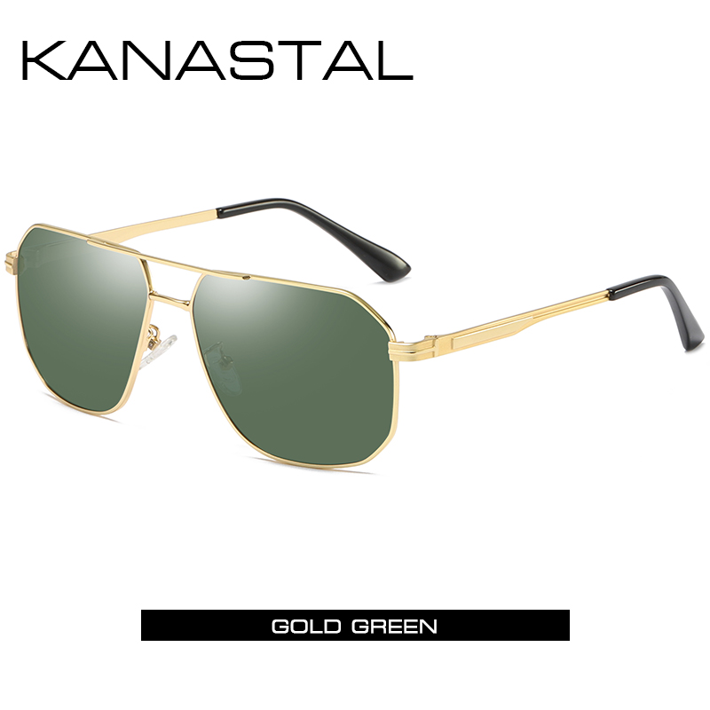 Brand Polarized Sunglasses For Men Classic Eyewear Pilot Sun Glasses Driving Goggles For Men/Women UV400 Protection: GoldGreen / Without Package