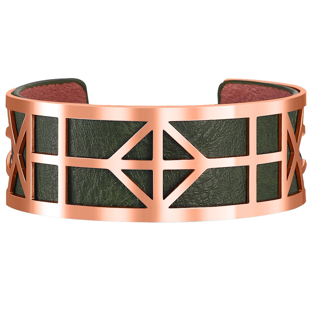 Rosa ouro manguito pulseira de couro do plutônio oco para fora ímã botão pulseira georgettes jóias indianas pulseiras amor pulseiras pulseiras: 2.5CM-E