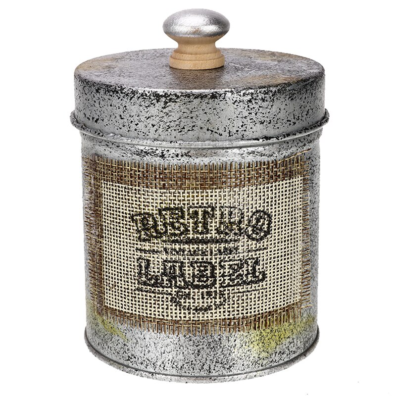 Organizer Desktop Sundries Box Kitchen Tableware American Retro Antique Metal Storage Jar Box Nuts Jar Snack Home Decoration: retro label