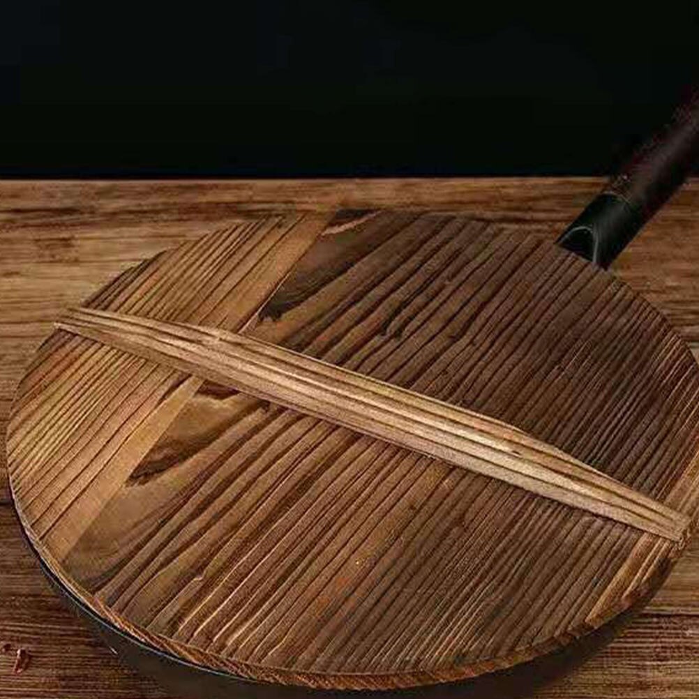 Cover Anti-Overflow Pot Cover Hout Wok Deksel Houten Pot Deksel Retro Wok Cover Voor Thuis Restaurant Koken