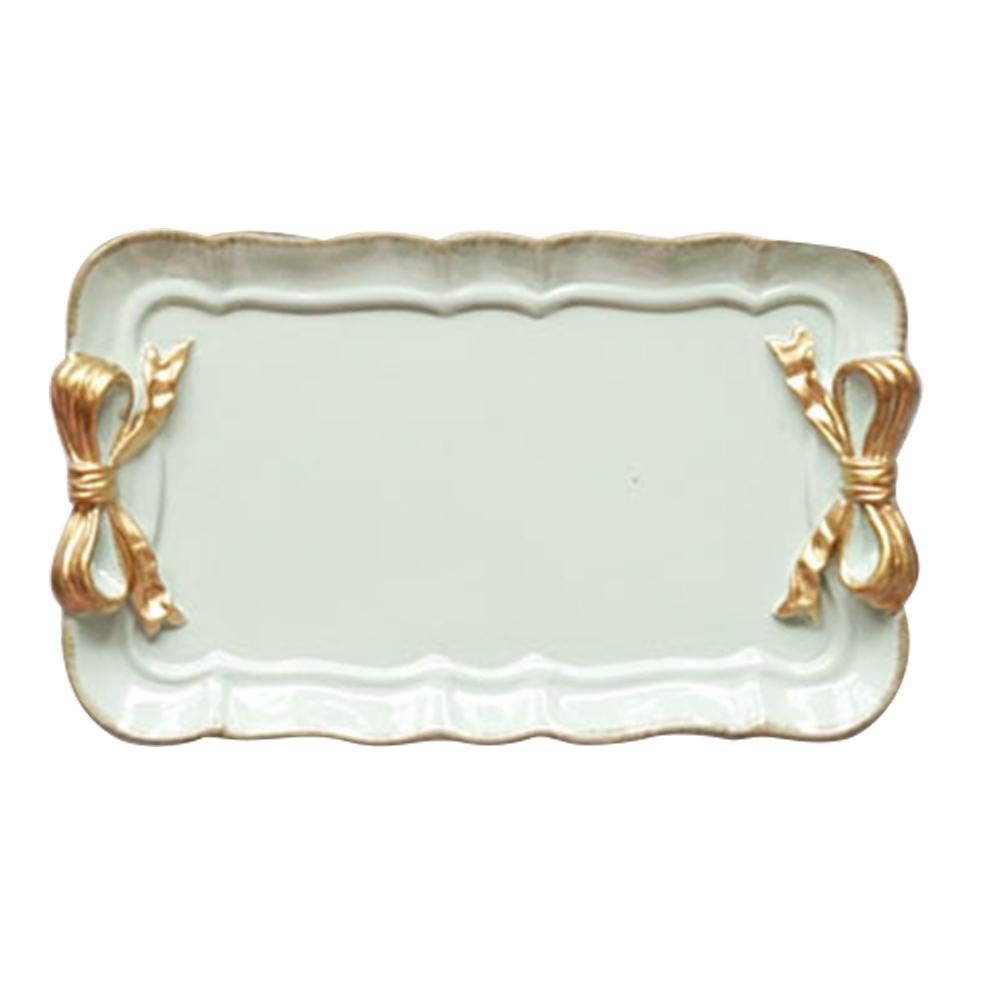 Resin Dessert Plate Gold Macarons Color Bow Cake Storage Trays Jewelry Display Storage Tray Food Dish Organizer Decor: Green