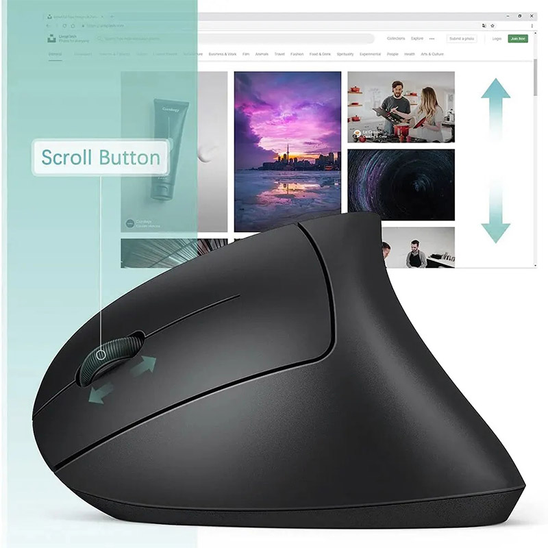 Ratón Vertical ergonómico 2,4 GHz ratón óptico inalámbrico 3 DPI ajustable 800/1200/1600 6 botones para ordenador portátil PC de escritorio