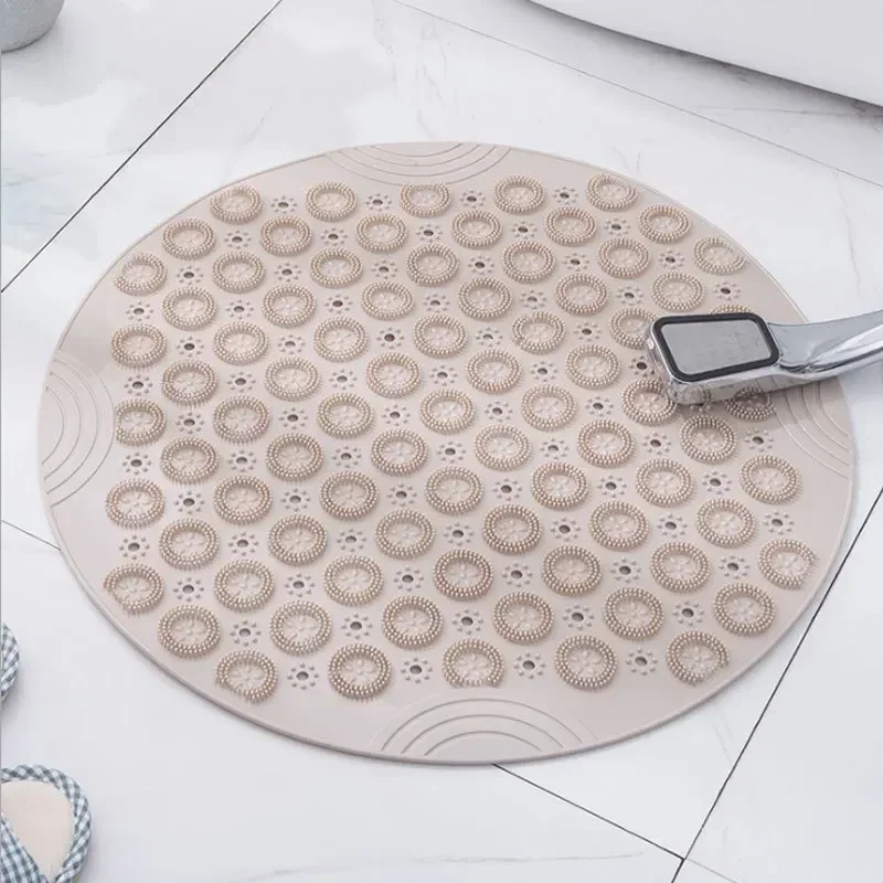 Antislip Sucker Ronde PVC Badmat met Afvoergat Siliconen Badmatten Voetmassage Pad Bad Zachte Douchemat Badkamermat: WHITE / 1700MMx2400MM