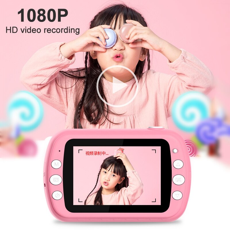 Child Camera with Print Photo Kids Instant Camera for Children Digital 1080P Video Kamara Toys for Girls Boys Birthday Cam