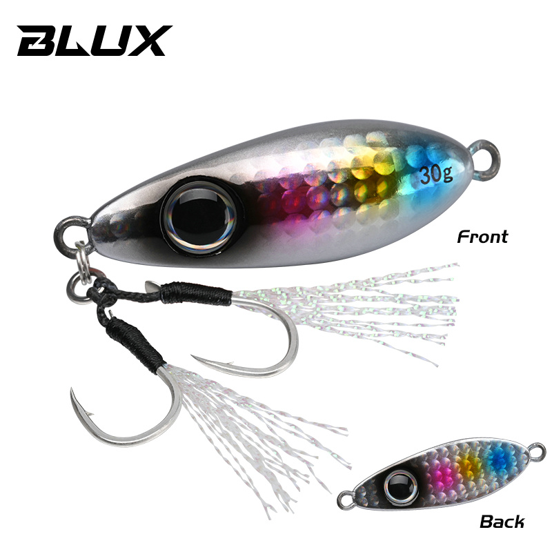 BLUX-cuchara tipo anzuelo de Metal, señuelo de pesca con cuchara, 30G, cebo Artificial, Shore, Jigging lento duro, fundición larga, lubina, atún, aparejos de agua salada: YELLOW