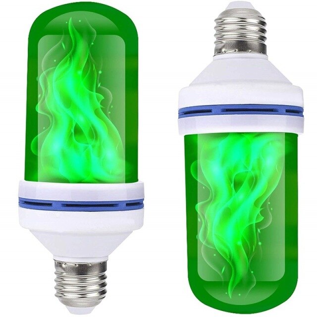 Ampoule Led effet de flamme, 6w, E26/e27, 85-265v, 4 Modes d'éclairage, lumière du feu, émulation scintillante, décor, lampe, nouveauté: Green