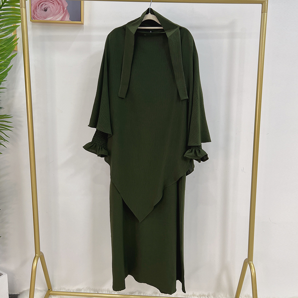 Ramadan Dubai Abaya Jilbab Khimar Muslim Set Women Turkey Dresses with Hijab Female Islam Modest Dress Eid Hooded Abayas