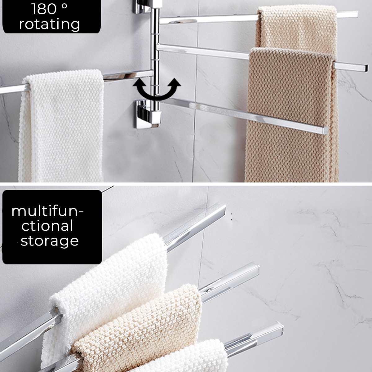 2/3/4 Riegel Edelstahl Handtuch Regal Schlecht Halfter Regal Zauberstab-Montiert rotierend Schienen Aufhänger Handtuch Halfter Klebstoff Kraft