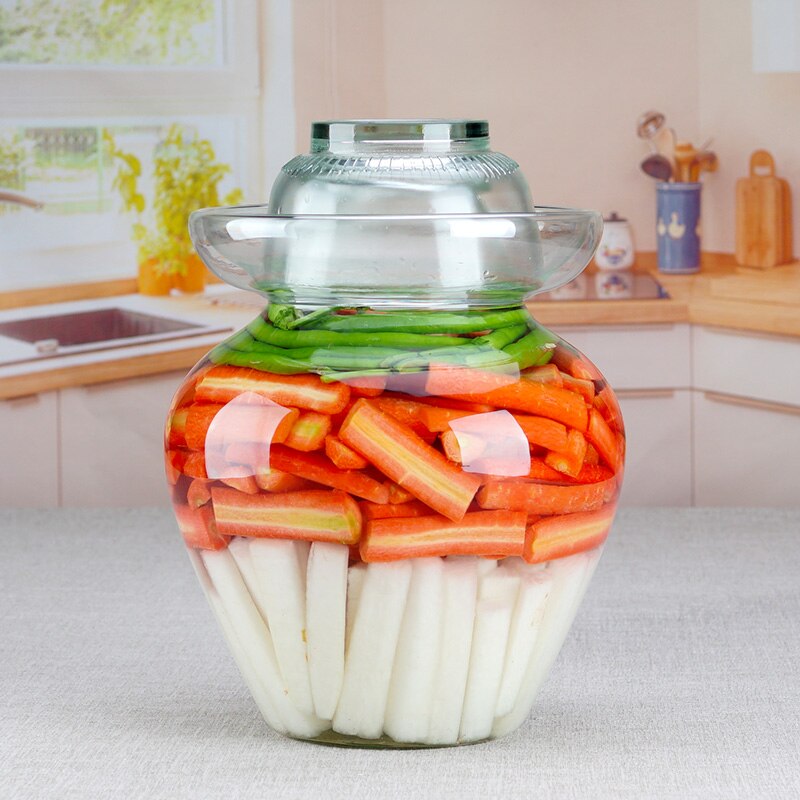 2.5l gjennomsiktig kimchi-beholder tykkere glass syltebeholder kjøkkentilbehør mat syltet forseglet oppbevaring reddik syltetøyglass