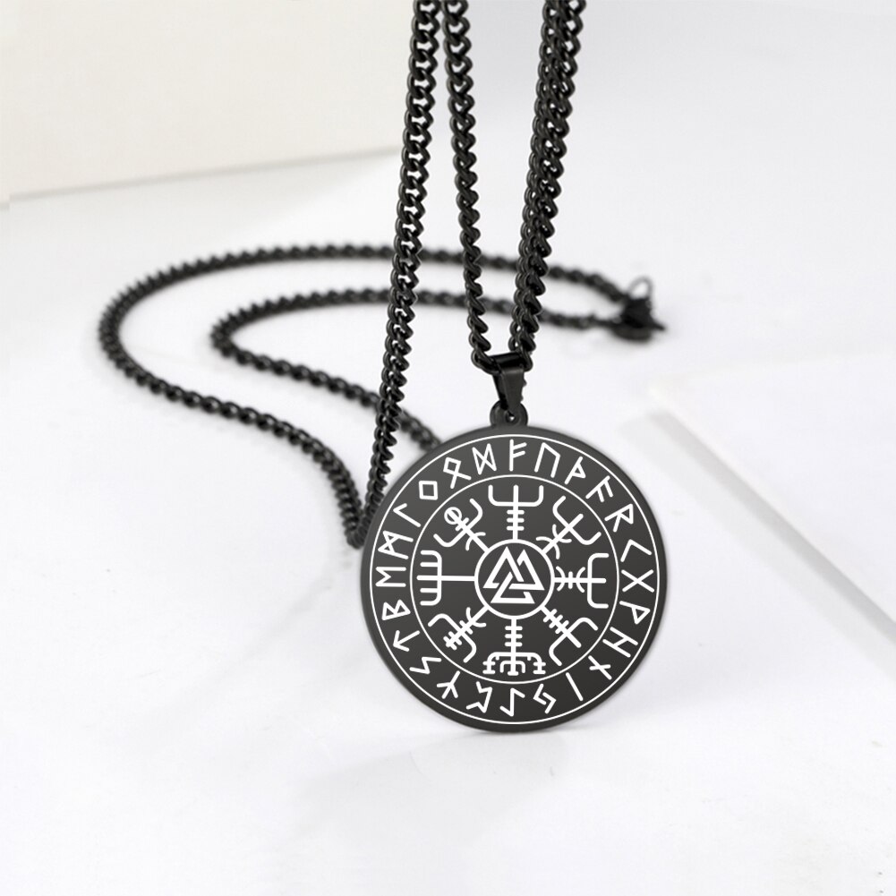 Dawapara nordisch Wikinger Symbol von Nordischen Kompass in Rune Kreis Vegvisir Anhänger Halskette Edelstahl Schmuck Amulett Halsketten