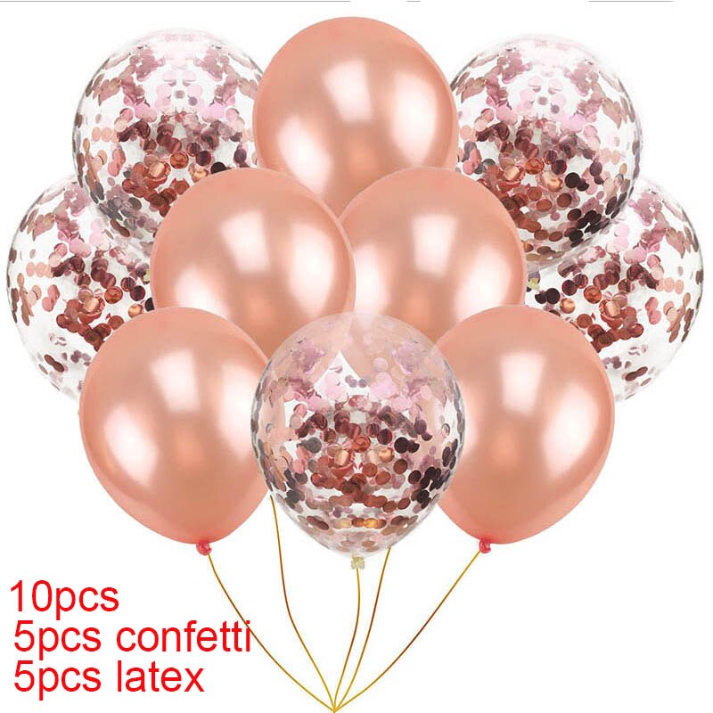 Guld sølv metal balloner deco fødselsdag folie stjerne balloner fødselsdagsfest dekorationer børn konfetti balloner til oppustelige bolde: Rosa guld latex