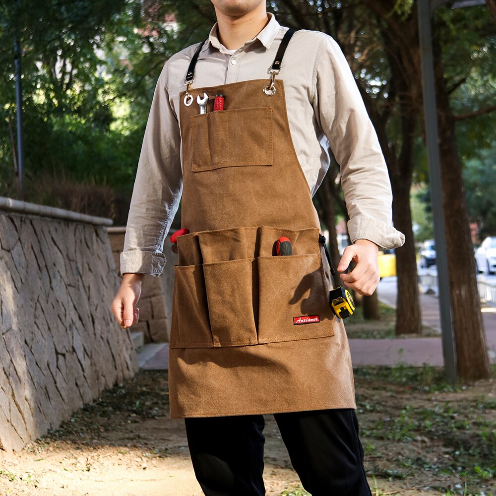 Houtbewerking Schorten Zware Gewaxt Canvas Werk Schort Met Zakken Carpenter Smid Winkel Schort Voor Mannen