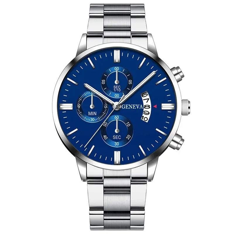 Luksus herreure sølv rustfrit stål quartz armbåndsur herre business ur herre kalenderur reloj hombre: Bronze