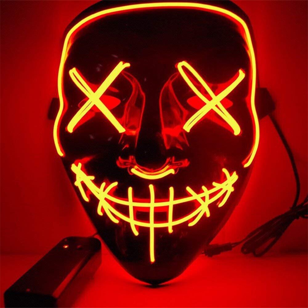 Máscara de luz LED de baile fluorescente cara sonriente de plástico de Halloween Festival Cosplay Horror: Rojo