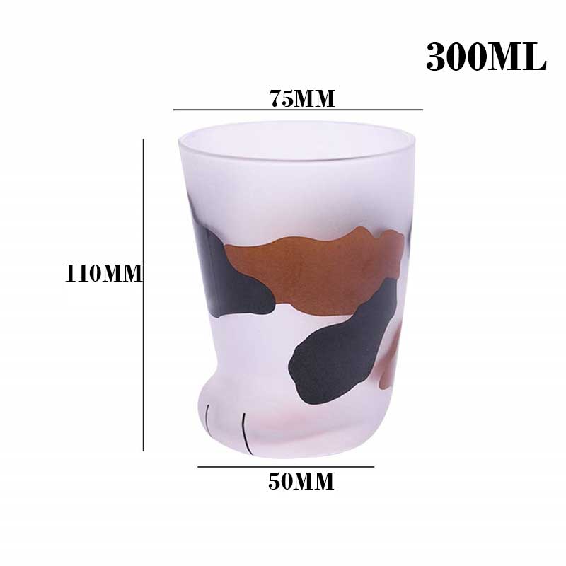 Cute Cat Paws Glass Cup Heat-resistant Home Milk Juice Beer Frosted Glass Cup Office Coffee Mug Drinking Glasses