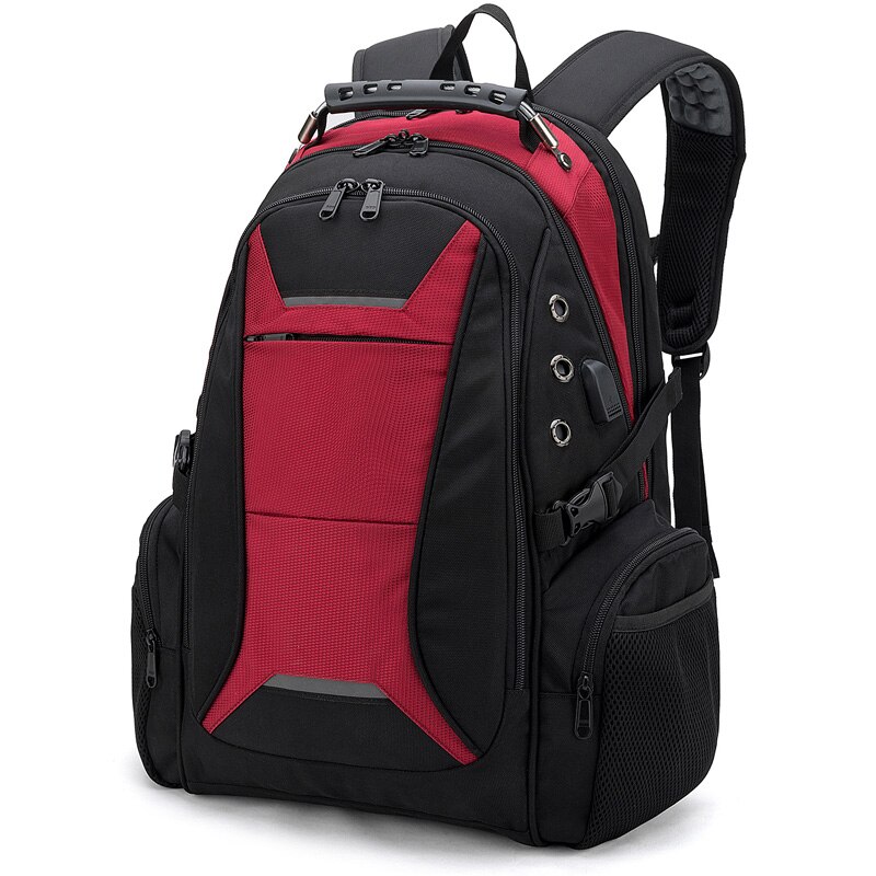 40L Large Capacity Backpack Men Multi Layer Pocket Backpack Business Bag Anti-theft Laptop Back Pack Travel Bagpack mochila: Red