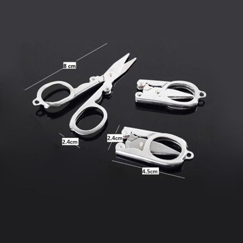 1Pc Mini Folding Stainless Steel Scissors Keychain Fishing Scissor Cutter Camping