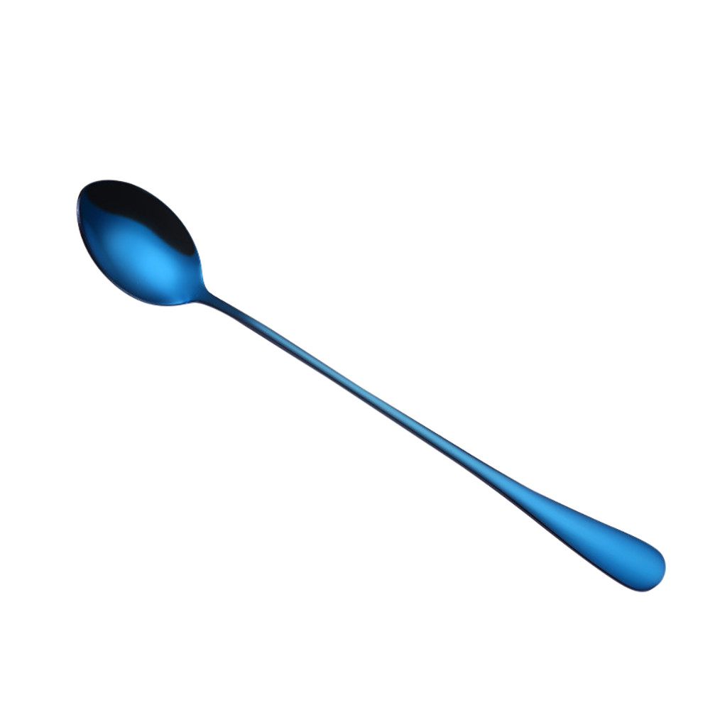 Stainless Steel Spoon With Long Handle Ice Spoon Coffee Spoon Tea Home Kitchen Tableware Colorful Spoons: Blue