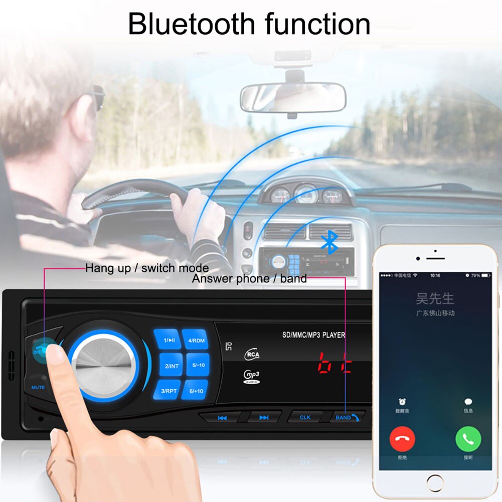 1pc Bluetooth 5.0 Audio Receiver AUX Stereo Car Bluetooth Receiver Transmitter Adapter Handsfree Call USB SD MMC Port Support FM