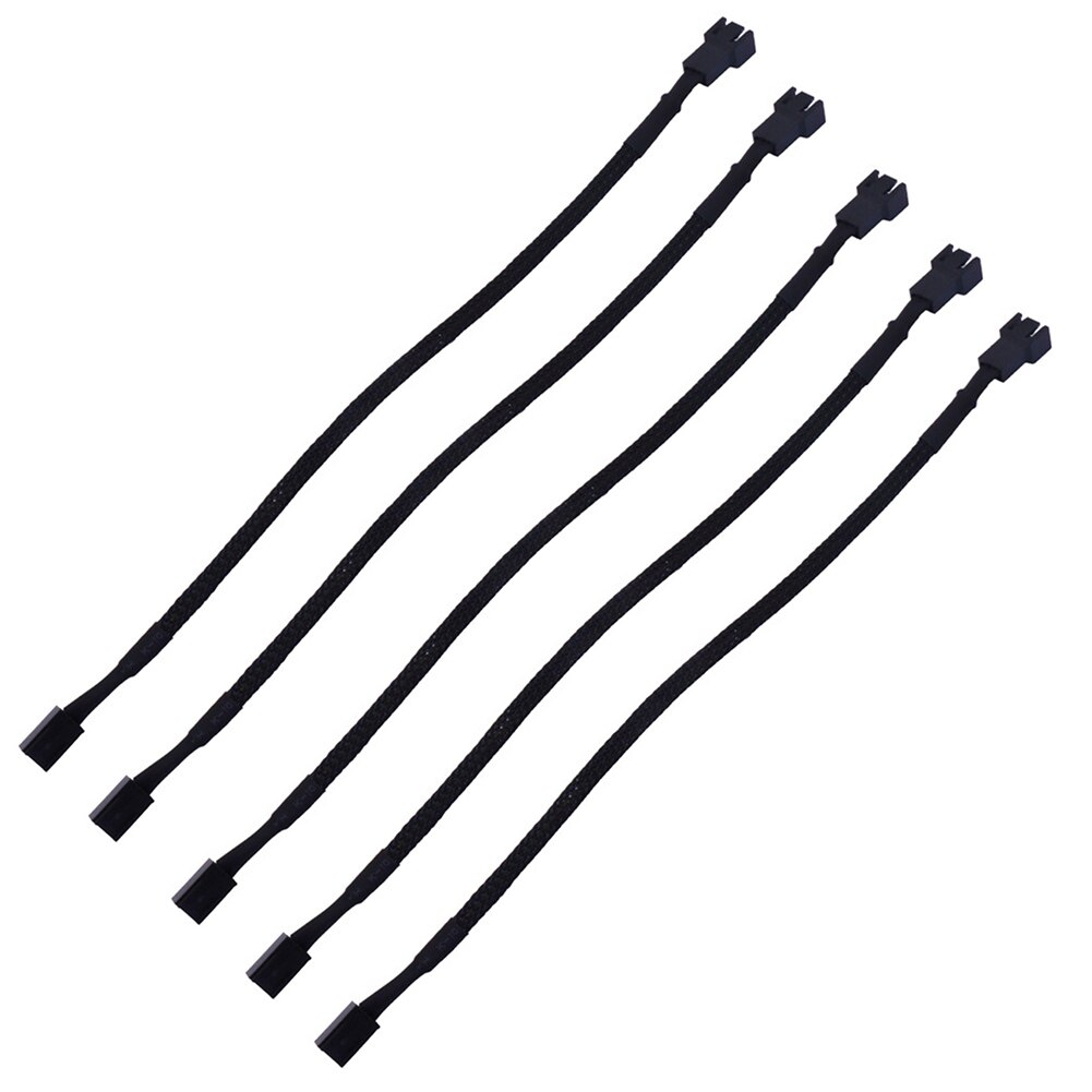 5 Pcs 27cm Male To Female Computer Case Power Cord Sleeved Accessaries Wire 3 Pin Fan Extension Cable Connector