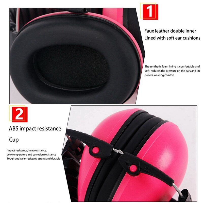 2PCS Anti-Noise Ear Muffs Noise Protection Hearing Protection And Noise Cancelling Reduction Ear Muffs, Pink &amp; Blue