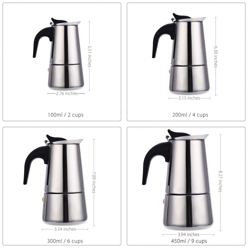 Steel Mocha Coffee Pot Mocha Coffee Maker Espresso &amp; Latte Cooker Coffee Maker Percolator Drink Tool Cafetiere Latte Cooker