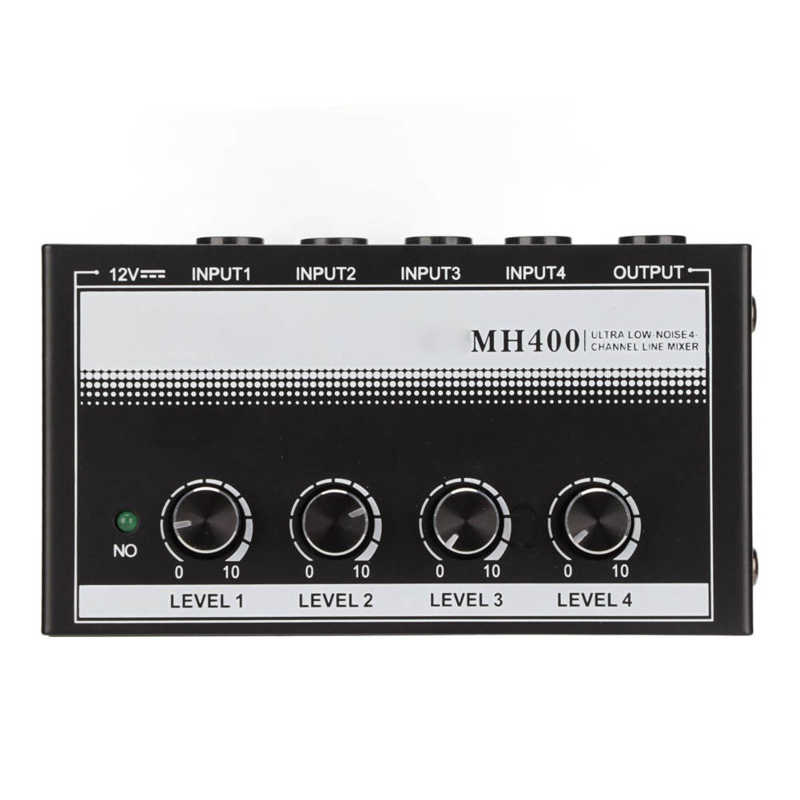 4 Channel Line Mixer Compact Stereo Low Noise Portable Line Mixer for Clubs and Bars 100‑240V