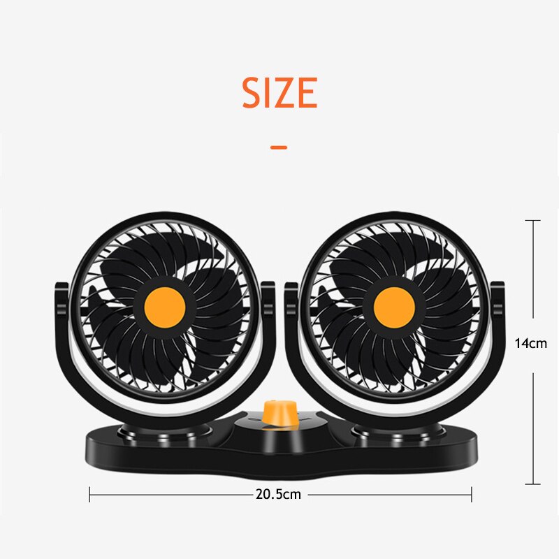 12V / 14V Dual Head Car Ventilator 360 Graden Draaibare
