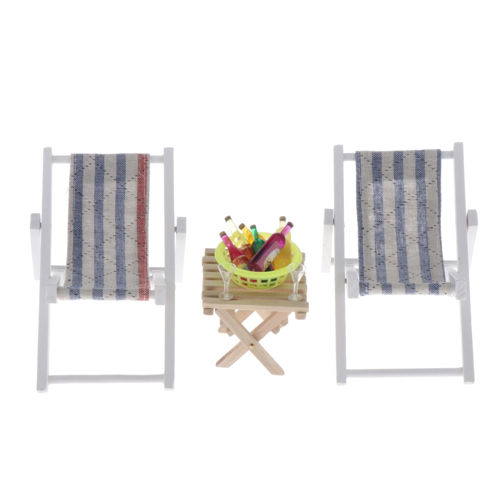 1/6 Houten Meubilair Model En Accessoires, Vouwen Strand Stoel Tafel Drinks Set - 3 Stijlen Voor Kiezen