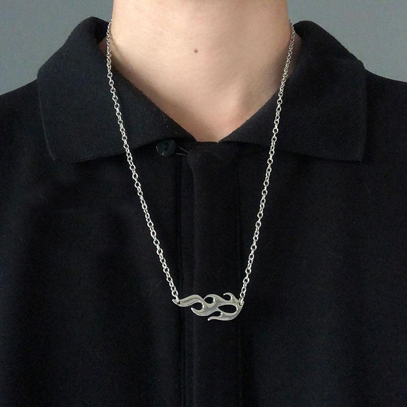 Punk flame colar clavícula hip hop chama rock chain pulseira masculino e feminino colar casal moda jóias