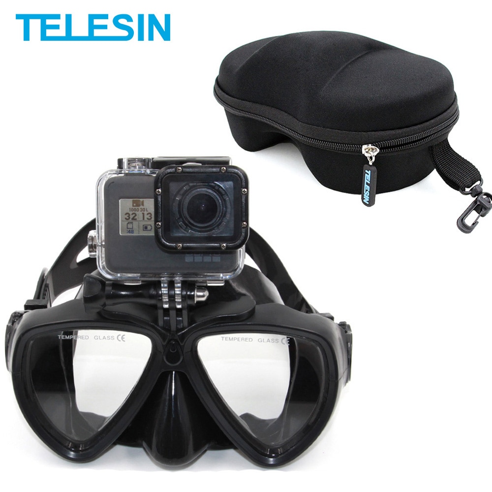Máscara de buceo TELESIN, gafas de buceo esnórquel para natación googles templado para GoPro Hero 9 8 7 6 5 4 Xiaomi Yi 4K Osmo Action
