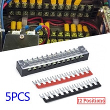 10pcs Bus Bar Power Distribution Block 12 Terminal Buss Bar 660V 100Amp Kit Screw Terminal Blocks With Terminal Barrier Strips