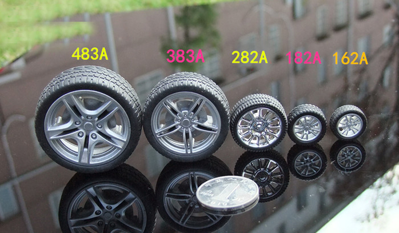 20PCS Miniature Rubber Tires 48mm/38mm/26mm/22mm Mini Wheel Tire in 2/3mm Aperture for DIY Model Car Robot Connecting Parts