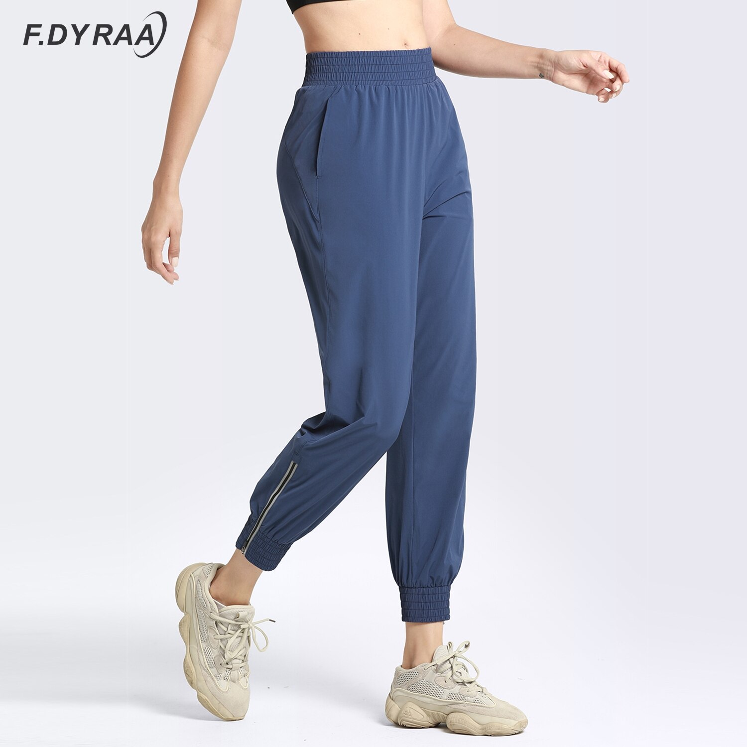 F. Dyraa Vrouwen Running Broek Sportkleding Quick Dry Training Jogging Broek Joggingbroek Vrouwelijke Fitness Workout Rits Sport Broek