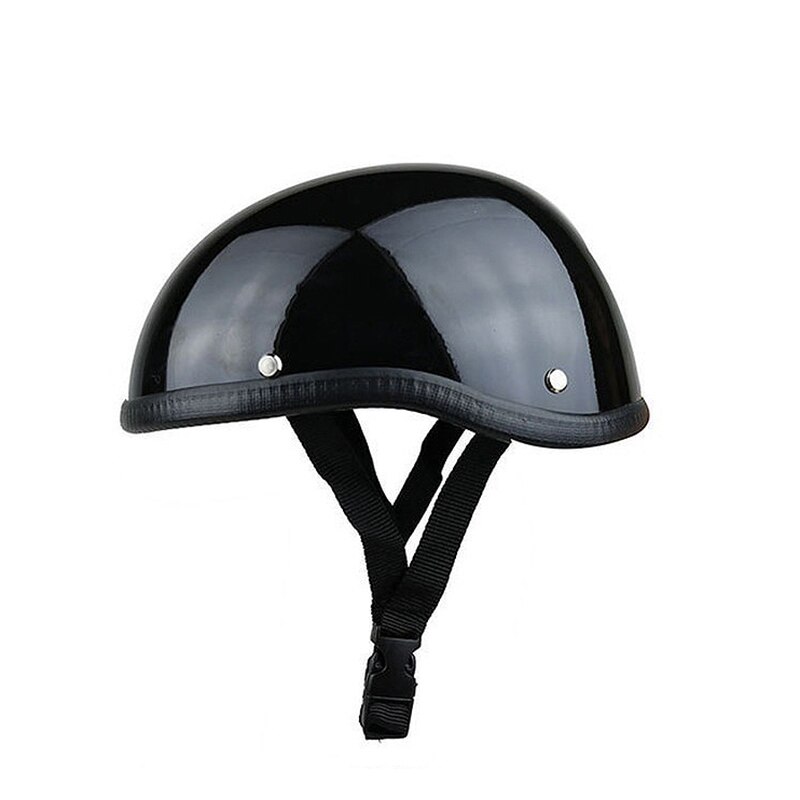 Skull cap motorcykel hjelm vintage halv ansigt hjelm retro tysk stil chopper cruiser: Lys sort