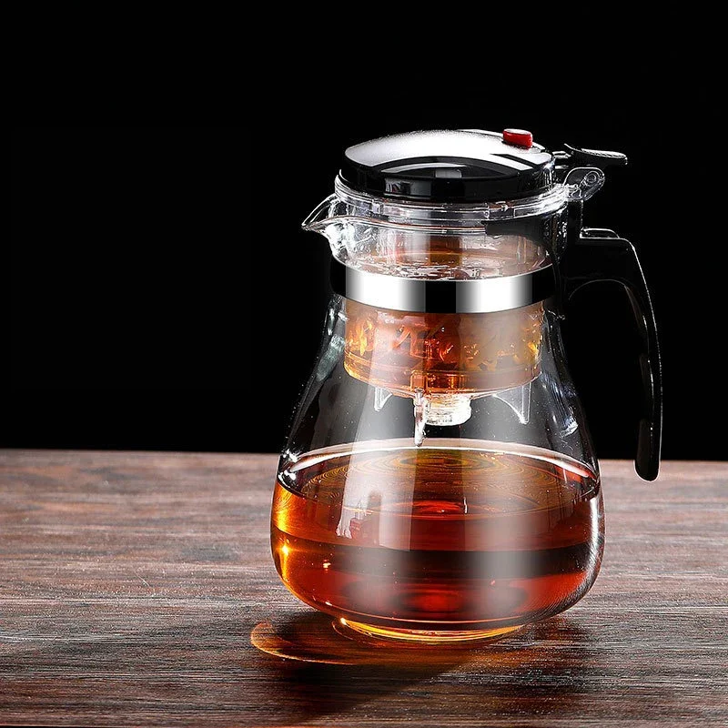 Bule de vidro 500ml-1800ml, prensa para filtrar chá, separador de água, filtro de escritório doméstico, máquina de chá kung fu, utensílios de chá, presentes de feriado: CINZA-ESCURO