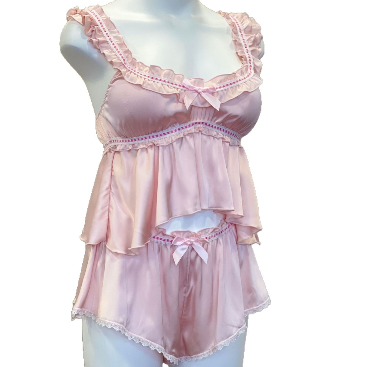 Kawaii Night Suits Sexy Nachtkleding Pyjama vrouwen Ijs Zijde Halter Jarretel Slaap Tops met Borst Pad Shorts Tweedelige set