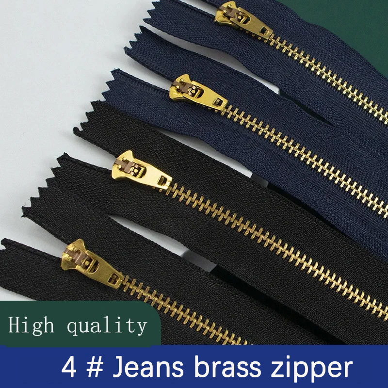5 pièces 4 # Jeans fermeture éclair laiton métal fermeture autobloquante fermeture noir bleu 10/13/15/18cm tailleur bricolage vêtements sac couture Accessori