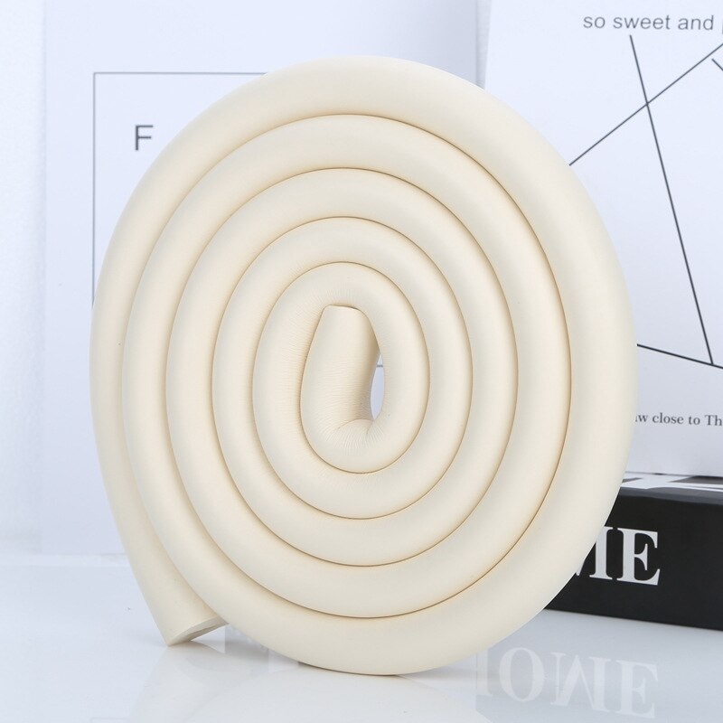 2 Meters Table Desk Edge Guard Strip Extra Thick Furniture Corner Protect Home Anti-collision Strip with Free Double-sided Tape: Rice white
