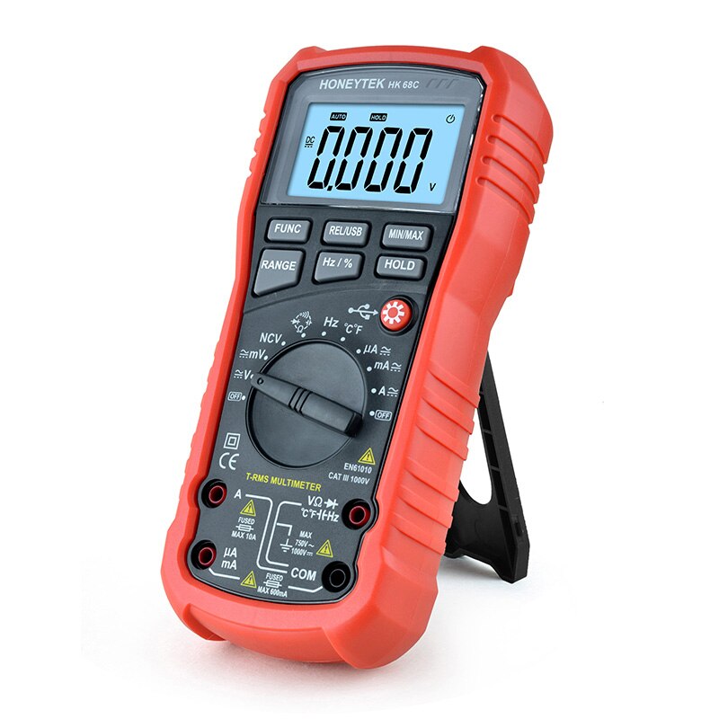 Honeytek usb multimeter sand-rms digital multimeter temperatur ac/dc voltmeter kontinuitetstest ncv multimeter