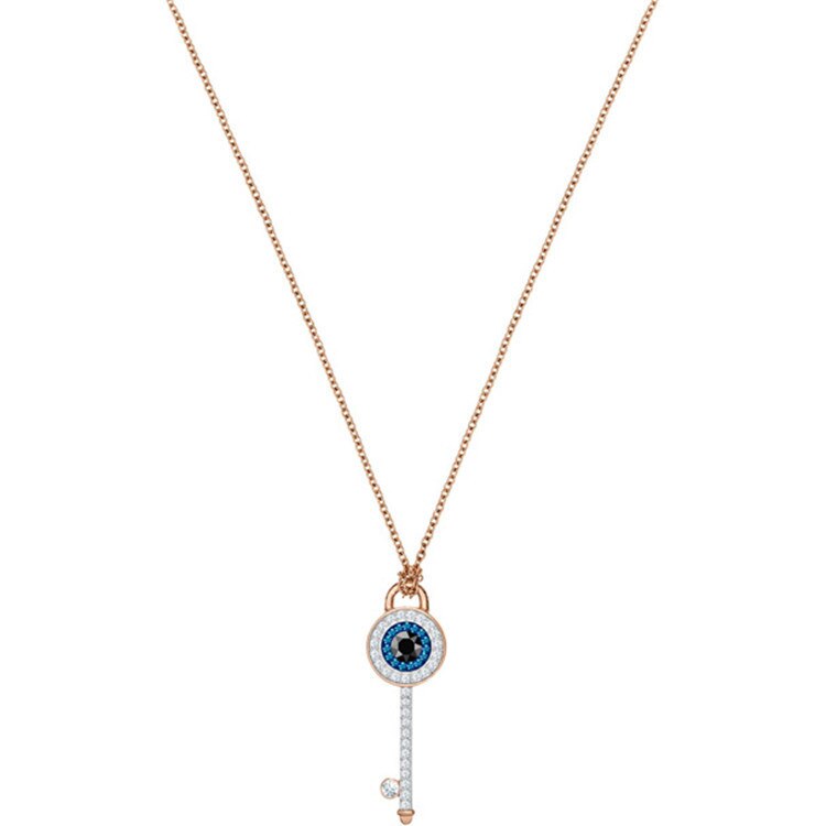 Blue Devil's Eye Necklace Icy Wind Pendant Rose Gold Bracelet Tassel Female Earrings Jewelry Sets: A3