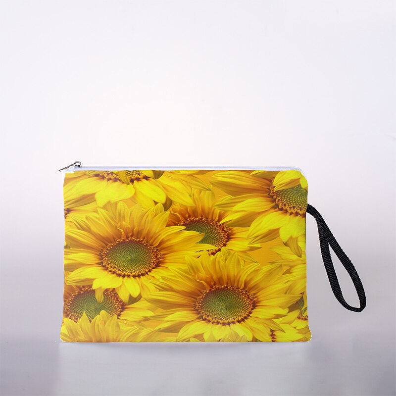 Kosmetyczka z nadrukiem słonecznika torba podróżna na zewnątrz dziewczyna kosmetyki dla kobiet torba kosmetyczka worek robić przechowywania panie pudełko na kosmetyki: 11
