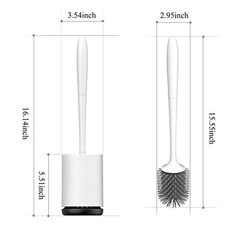 Silicone Toilet Brush with Holder Easy Cleaning Toilet Brush Thermo Rubber Head Soft Bristles Cleaning Brushes Wc Accessories